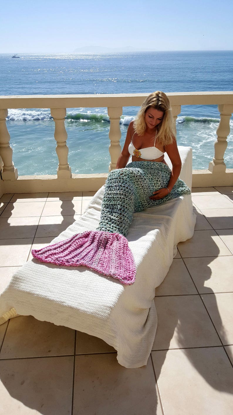 Mermaid Tail Blanket, READY TO SHIP, Mermaid Fin Blanket, Blue Blanket