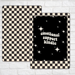 Black&Cream Checker Kindle Skin | Removable Decal | Kindle Decal | Kindle/ E-Reader Accessory |Bookish Gifts | Book Lover Kindle Vinyl Decal