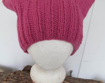 Mauve Pink Pussy Hat Hand-Knit- AS SEEN on SNL! - Official Womens March PussyHat - Pink Cat Beanie, Cat Ears Hat, Knitted  Cat Hat #MeToo