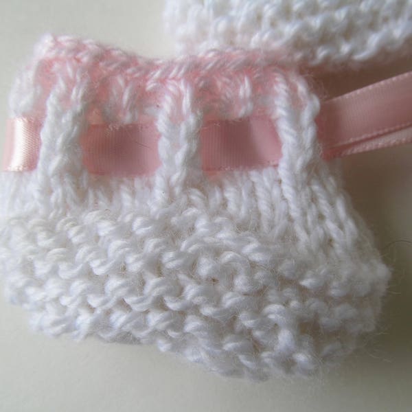 Goldberger  and Other 12-13" Baby Dolls Hand-Knitted White and Pink Booties - Other Color Combos Also Available!