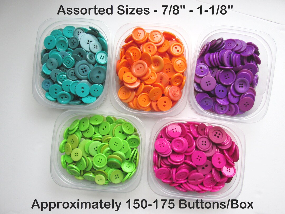 Bulk Buttons in Assorted Sizes 22mm - 29 Mm - 125-175 Buttons per Box ...