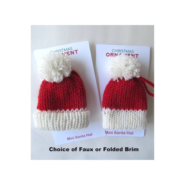 Mini Santa Hat Knitted Christmas Ornaments - Personalized or Plain - Two Hat Styles - Perfect for Tree Trimming, Stocking Stuffers, More!