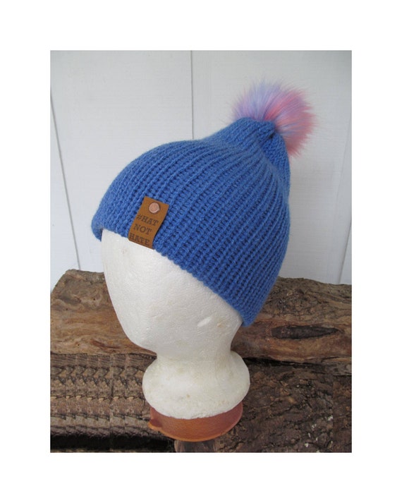 hatnothate Beanie With Rainbow Pom Pom 