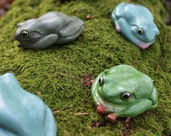 Frog Magnet Handmade Dumpy Frog White’s Tree Frog Australian Tree Frog Magnet Ornament Gift