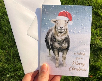 Herdwick Sheep in Snow Christmas Card with Envelope