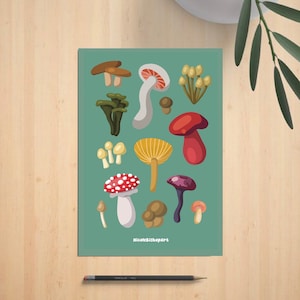 Mushroom Stickers Cartoon Illustration Sticker Sheet