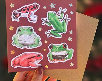 Frogs and Stars Card with Envelope