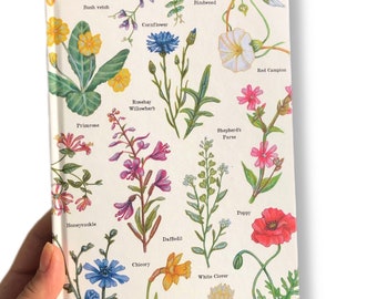 Wildflower Notebook Lined 192 Pages A5 Notebook With British Wildflower Illustrations Flower Gift for Gardener