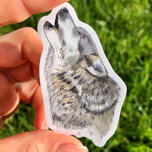 Howling Wolf Sticker Waterproof Individual Die-cut Sticker Watercolour Eurasian Wolf Illustration
