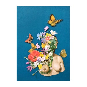 Weiblicher Körper Blumen Natur Collage Kunst Weibliche Blüte Fine Art Print A4/A5