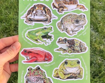 Frogs and Toads Sticker Sheet with 8 Eco Paper Stickers