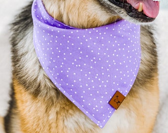 Lavender Dog Bandana, Purple Polka Dot Scarf, Embroidered Bandana, Personalized Dog Gift, Dog Lover Gift, Bandana with Name, Girl Puppy Gift