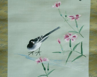 ヴィンテージの日本の掛け軸：鷹、山、金刺繍 - Etsy 日本