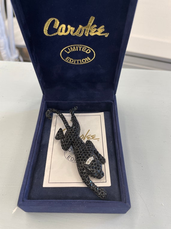 Carolee Vintage Black Crystal Pave Jaguar Brooch i