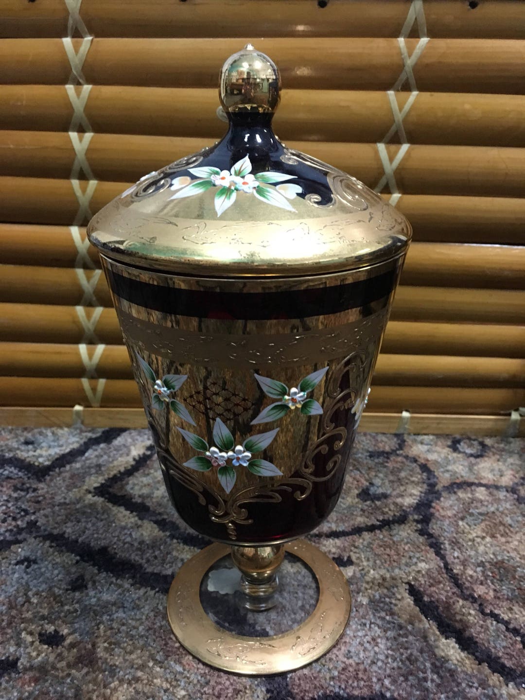 Vintage Lidded Vase Ucagco of Japan Glass Vase Vintage Etsy