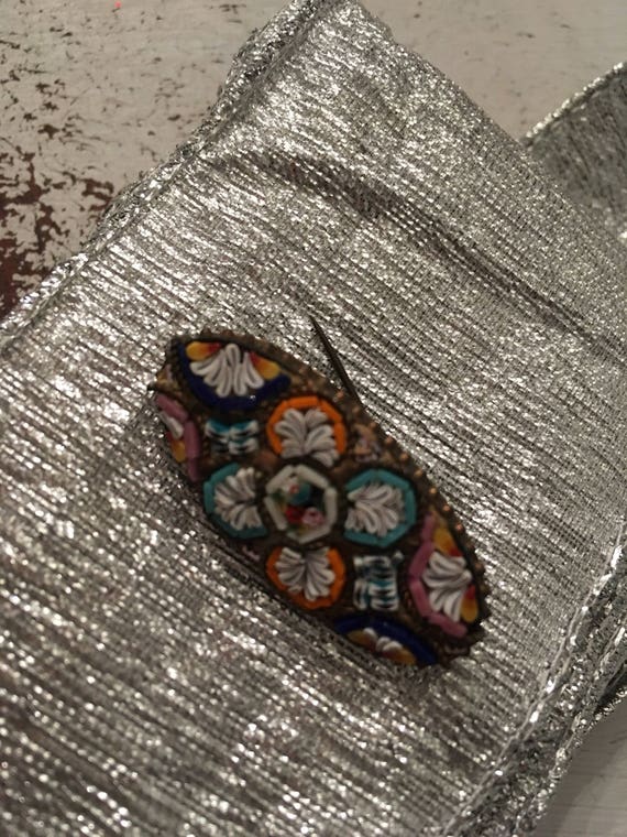 Vintage Mosaic Brooch, Oval Brooch, Italian Jewel… - image 4