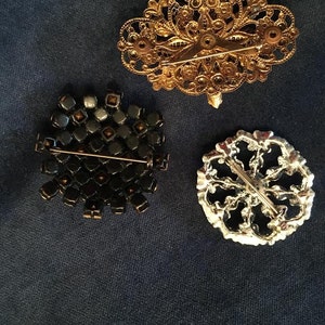 Vintage Rhinestone Brooches Set of Three Vintage Jewelry, Vintage Pins image 2