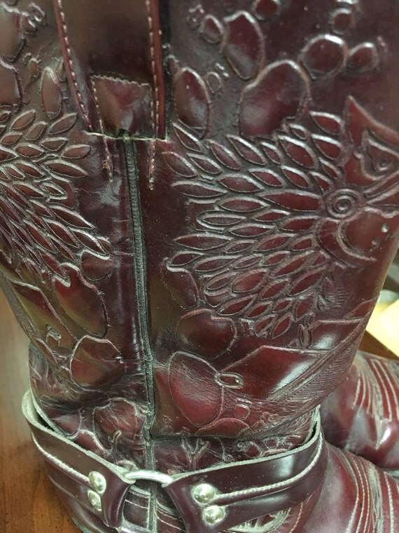 Men's Vintage Hand Tooled Cowboy Boots Made in Mexico Gem