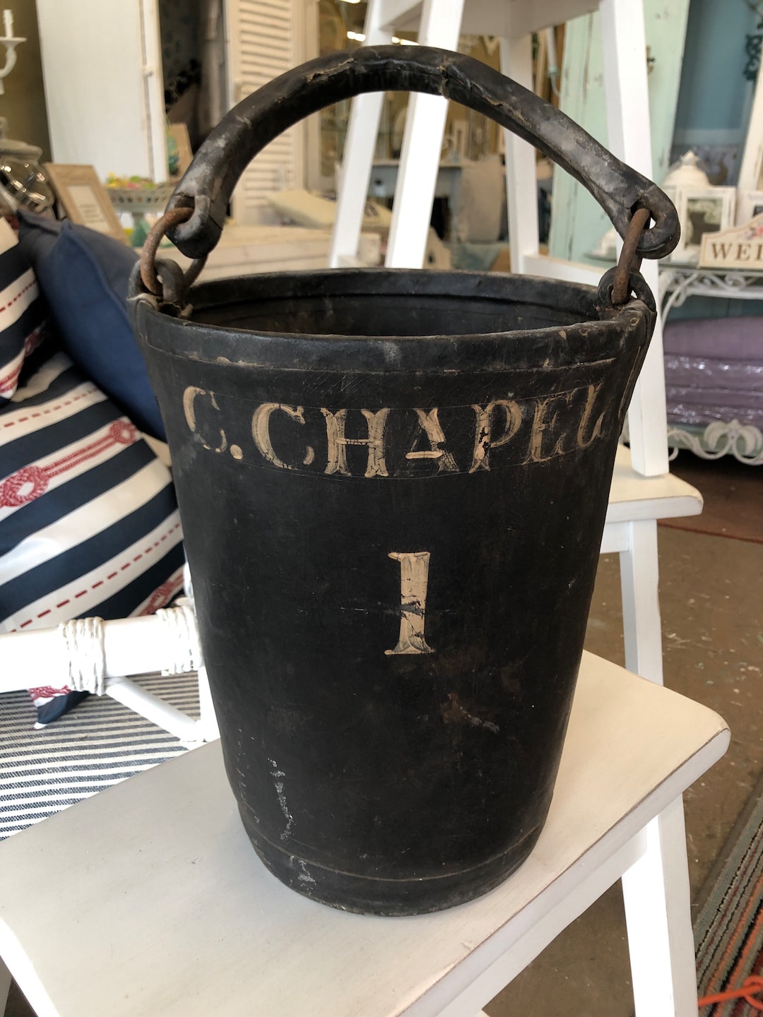 Antique Leather Firemans Bucket Circa 1800s, Antique Firemen