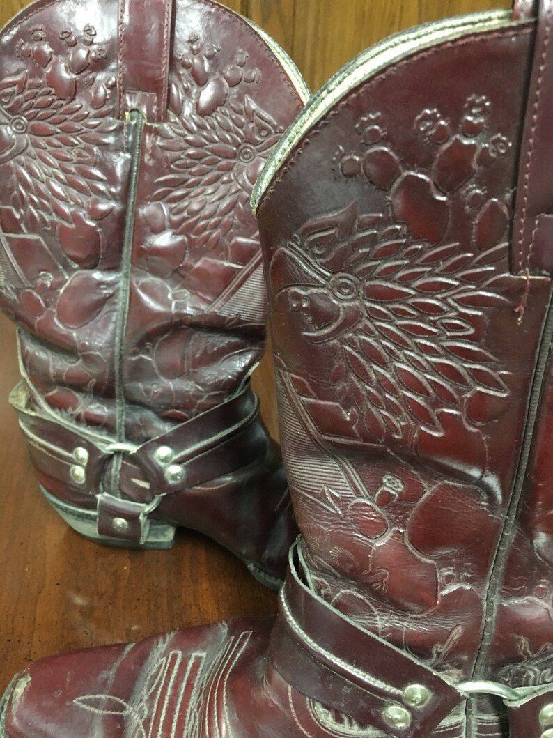 Men's Vintage Hand Tooled Cowboy Boots Made in Mexico Etsy