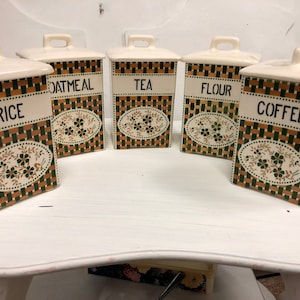 Vintage Czech Ceramic Canister Set, Set of Five Antique Ceramic Canister Set, Vintage Kitchen Decor