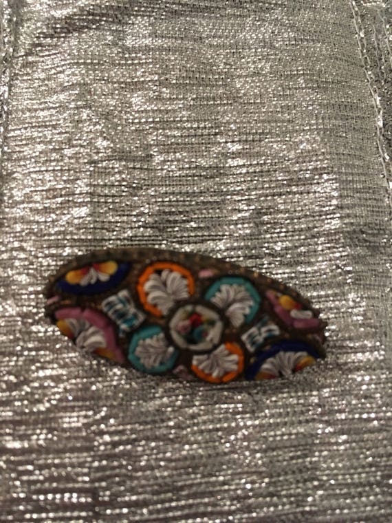 Vintage Mosaic Brooch, Oval Brooch, Italian Jewelr