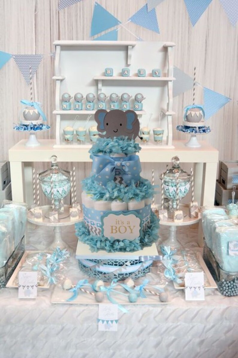 Elephant Diaper Cake Boy Baby Shower Baby Shower Etsy