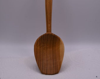 Serving Spoon, Cooking Spoon, Pot Stirrer, Wok Spoon - Artisan Hand Carved Cherry Wood - 10 inches long