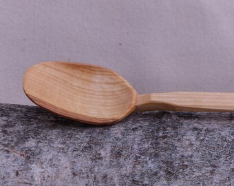 Eating Spoon, Hand-Carved Cherry Wood - 7 Inches - Hand-Made, Sustainably Sourced