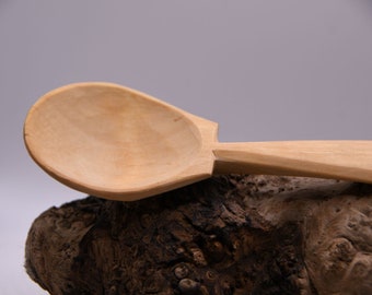 Eating Spoon, Dessert Spoon, Ramen Spoon, made of Hand-Carved Alder Wood - 6.5 Inches - Hand-Made, Sustainably Sourced