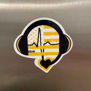 911 Dispatcher Flat Fridge Magnets / Thin Gold Line Headset Magnets / Dispatcher Magnet Set