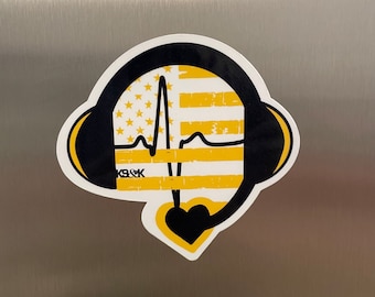 911 Dispatcher Flat Fridge Magnets / Thin Gold Line Headset Magnets / Dispatcher Magnet Set