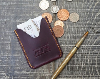 Minimalist Purple Leather Personalised Business Card and Credit Card Wallet Handmade From Premium Italian Leather