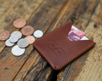 Minimalist Brown Leather Personalised Business Card and Credit Card Wallet Handmade From Premium Italian Leather