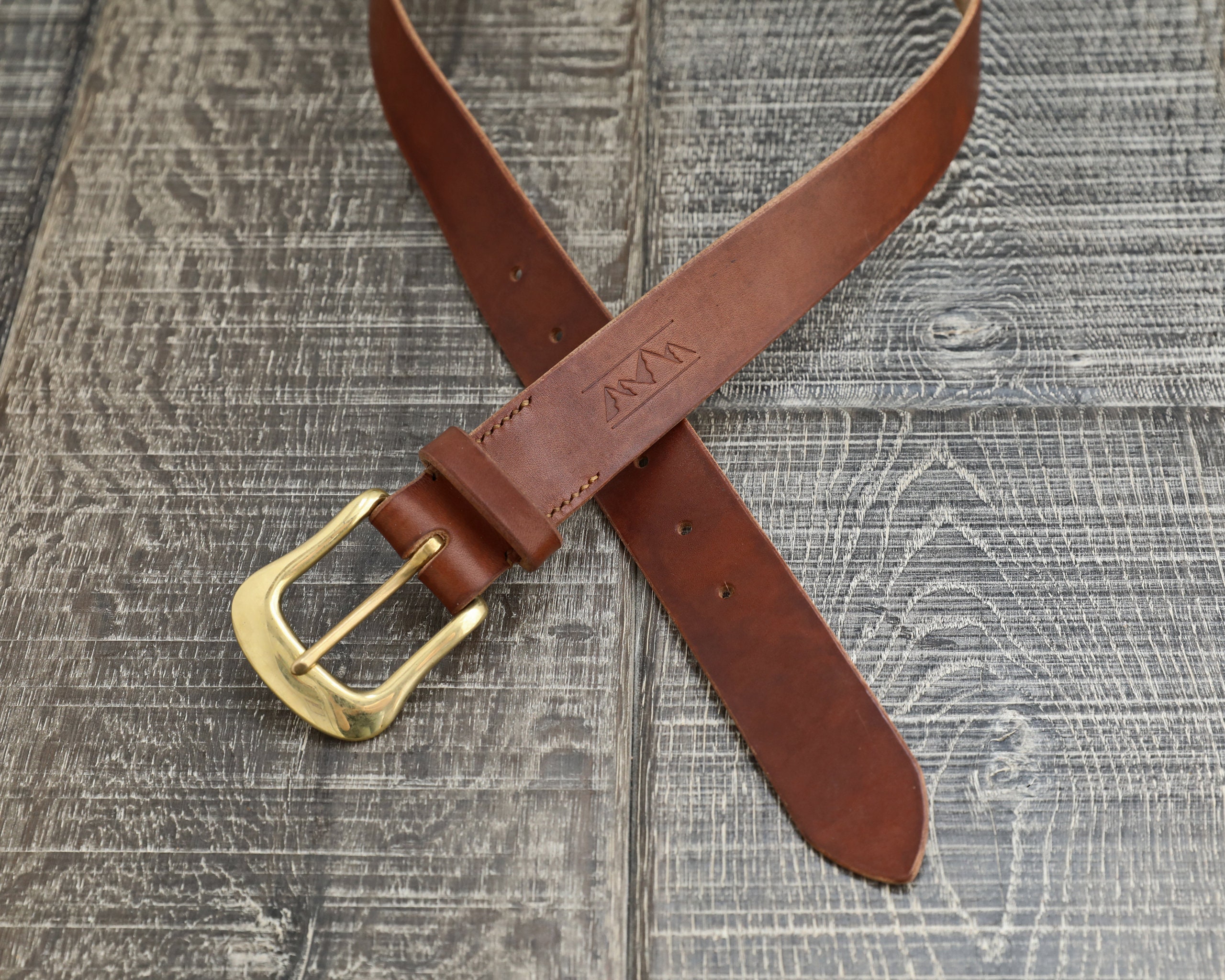 Brown Handmade Oak Bark Men's Leather Belt Hand-stitched - Etsy