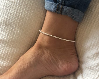 Silver Anklet | 3mm Sterling Silver Anklet | Minimal Dainty Anklet