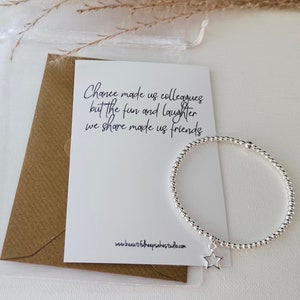 Chance Made us Colleagues | Leaving Retirement Gift | Silver Beaded Bracelet with Charm