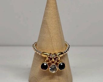 Personalised 3 Birthstone Ring – Gold Filled Beaded Family Mum Gift