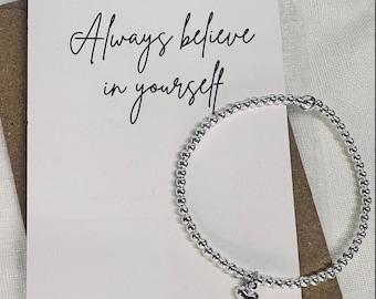 Always believe in yourself | Positive Mindset | Starting Uni Gift | Empowering Gift | Silver Stacker Bracelet |