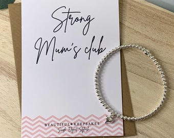 Mum Bracelet | Mothers Day Gift | Silver Heart Bracelet | Beaded Stacking Bracelets| Gift for Mum | Mothers Day Jewellery | Gift for Her