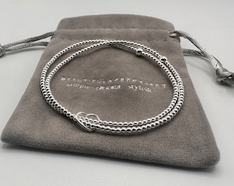 Silver Heart Dainty Bracelet, Bracelets For Women, Beaded Stacking Bracelets, Silver Jewellery, Boho Bracelet, Minimal Bracelets