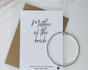 Mother of the Bride Gift | Silver Heart Bracelet | Beaded Stacking Bracelets | Stackable Bracelets | Thank you Gift | Wedding Day Thank you