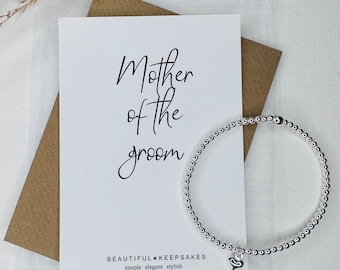 Mother of the Groom Gift | Silver Heart Bracelet | Beaded Stacking Bracelets | Stackable Bracelets | Thank you Gift | Wedding Day Thank you
