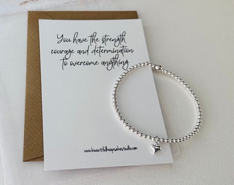 You have the strength the courage and determination to overcome anything | Empowering Gift | Silver Stacker Bracelet