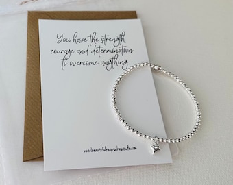 You have the strength the courage and determination to overcome anything | Empowering Gift | Silver Stacker Bracelet