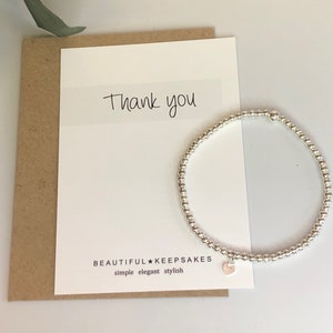 Thank You Beaded Bracelet | Silver Charm, Stacking Jewelry