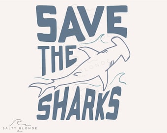 Salva a los tiburones SVG PNG, Diseño de conservación del océano, Descarga digital de vida marina