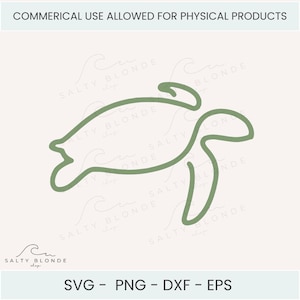 Minimalist Sea Turtle SVG Cut File, Hand-drawn Simplistic Line Art PNG, Beach Digital Download