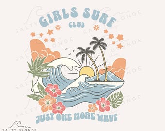 One More Wave PNG, Floral Surfing Shirt Grafik, Sommer Strand Sublimationsdesign, digitaler Download
