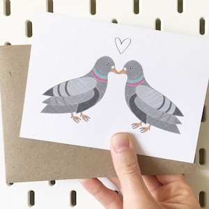 Carte amour pigeon